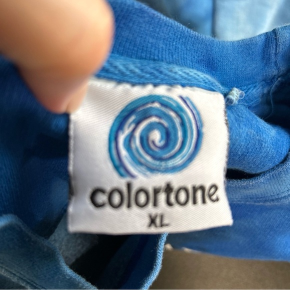 Colortone Mens Too Bad XL Tie Dye Sweatshirt Blue Boho Hippie Casual - Picture 12 of 13